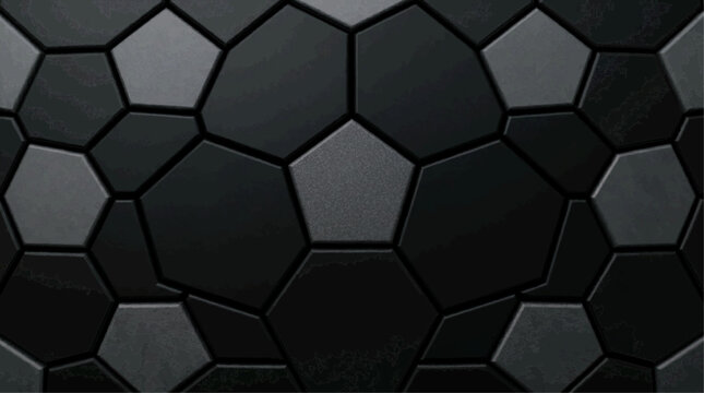 Dark abstract geometric background with pentagon and hexagon shapes resembling a soccer ball pattern 2026 soccer world championship theme, tournament. Background