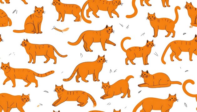 Orange autumn forest deer herd running.