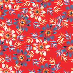 Fototapeta premium beautiful digital flower allover seamless design vector pattern ethnic