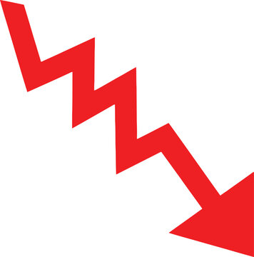 Red zigzag arrow pointing down representing a decline or negative business growth