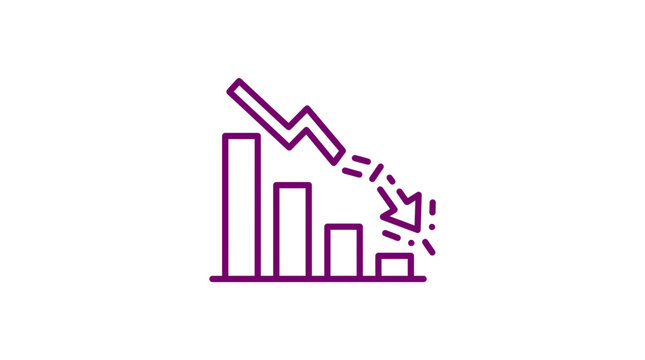 Business graph decline icon, negative trend, financial crisis, stock market down
