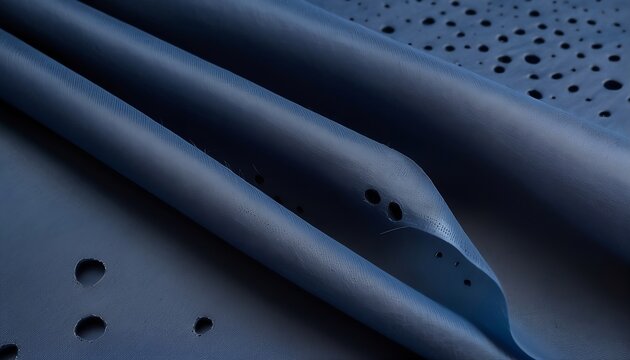 Background and texture of navy non-woven fabric with holes in the fiber and pores, made of polypropylene  created with generative ai