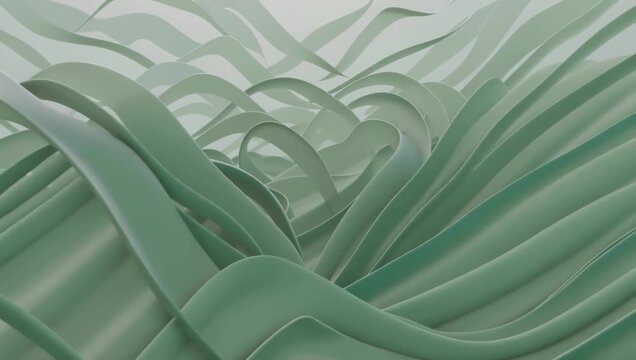 Abstract 3D Sweeping Emerald Green Ribbons and Futuristic Arcs for Tech Backgrounds
