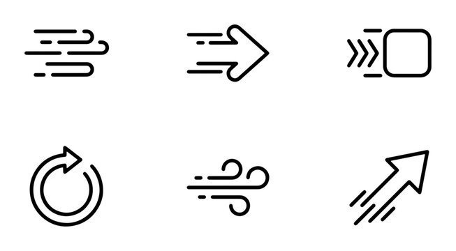 Modern Arrow Icons Set, Directional Symbols, Motion Graphics, Speed Indicators, Navigation Elements, Vector Art