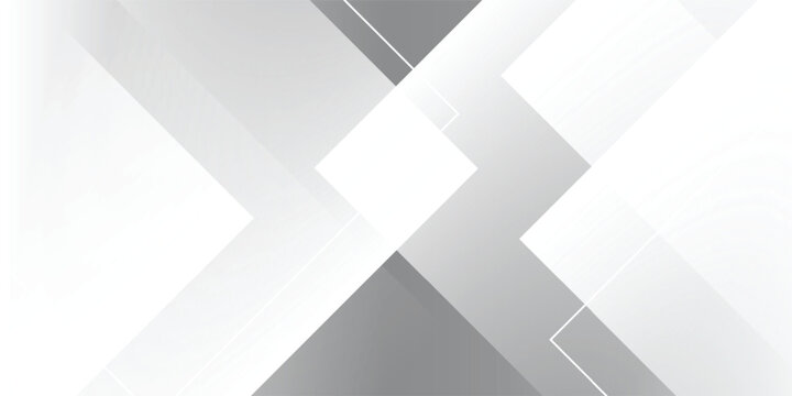 Abstract white geometric background featuring overlapping diamond shapes, sharp diagonal grey layers, and subtle gradient copy space.