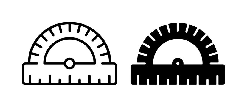 Protractor Icons, Geometric Measurement Tools, Angle Finder Vector Set, Education Math Geometry Symbols