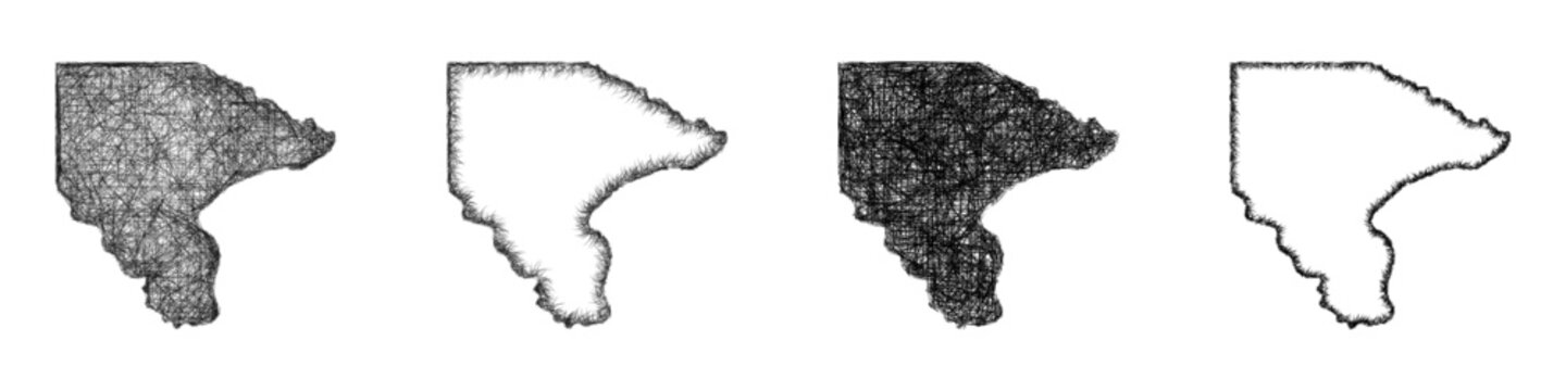 Sketch Lee County (Iowa) outline map design set