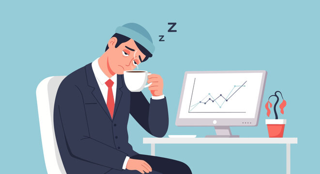 Businessman Sleeping at Desk.