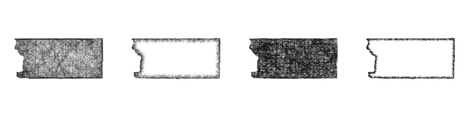 Obraz premium Sketch black and white Lyon County (Iowa) outline map design set