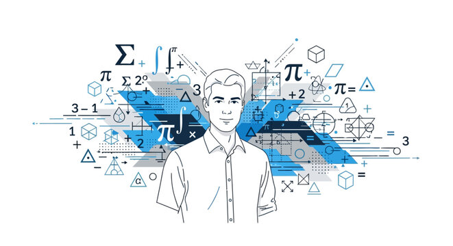 Man with math symbols.