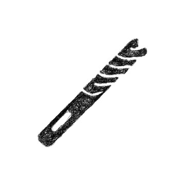 Black and white sketch drill bit icon design