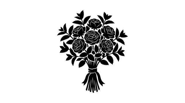 Black bouquet of roses flowers.