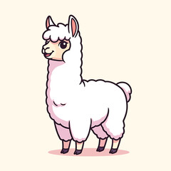 Fototapeta premium Cute White Llama Cartoon Character.