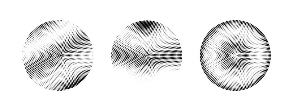 Set of abstract halftone dotted circles