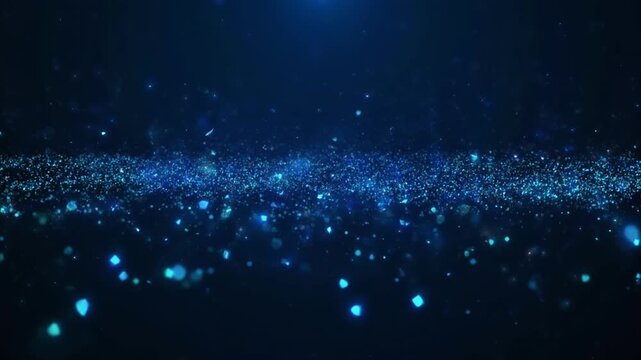 アクアブルーの粒子が結晶のように煌めく シームレスループ動画背景 16:9 4K