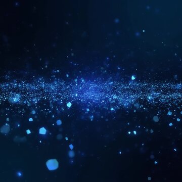 アクアブルーの粒子が結晶のように煌めく シームレスループ動画背景 1:1 4K