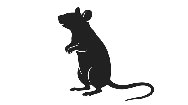 Black silhouette of a standing mouse.