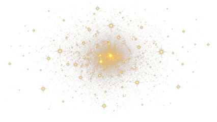 Abstract Golden Particle Cloud with Sparkling Stars on Black Background © ultrasaintlight
