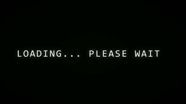 Typing Text Cursor Monospace White Text Types Character by Character on Black Screen LOADING... PLEASE WAIT With Blinking Cursor, Terminal Hacker Aesthetic Animation