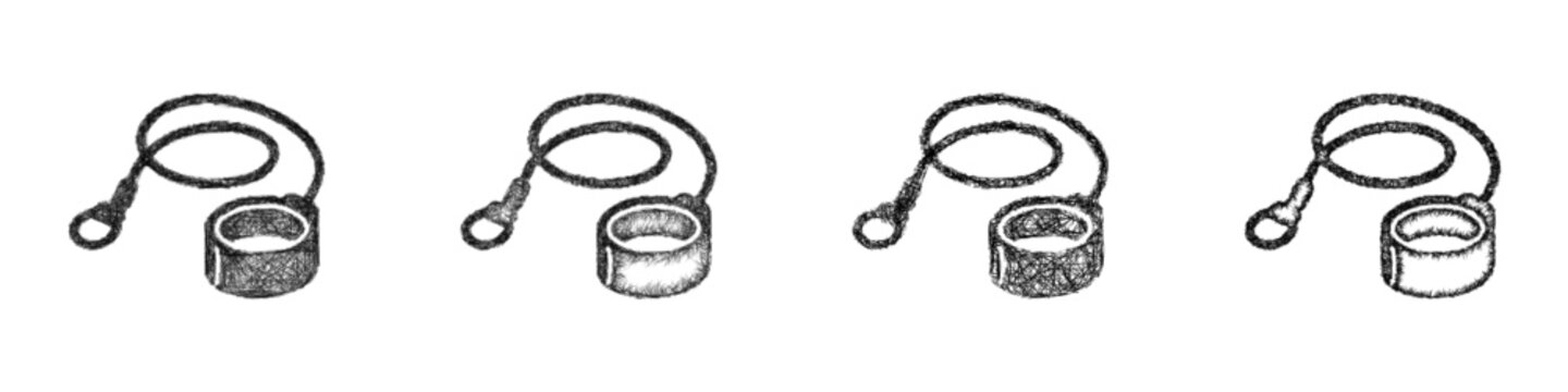 Sketch surf leash icon design set