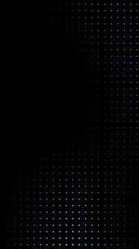 Halftone pattern with blue dots on black background. vintage monochrome motion graphic, seamless loop design, abstract animated halftone grid texture with vintage blue light points visual effect.