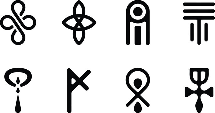 Abstract Geometric and Symbolic Icons Set vector illustration