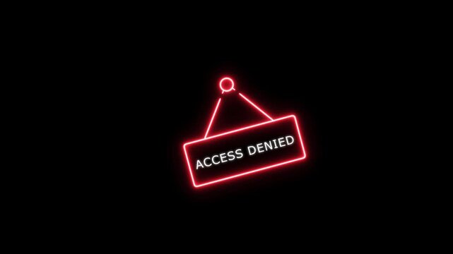 Red Neon Access Denied Sign on Black Background neon sign