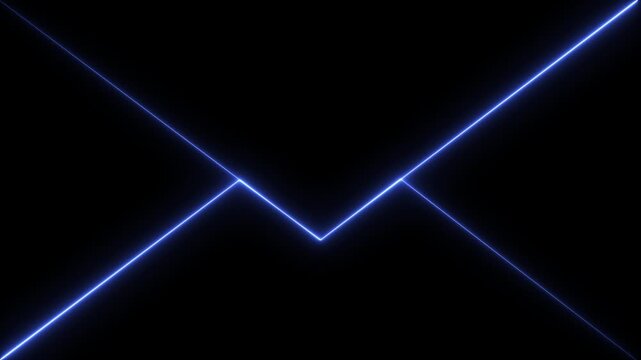 Blue Neon Laser Lines Forming aV Shape on Black abstract