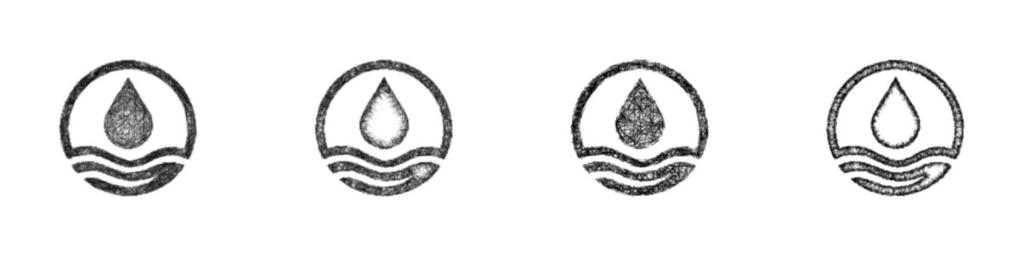 Sketch monochrome water logo design set
