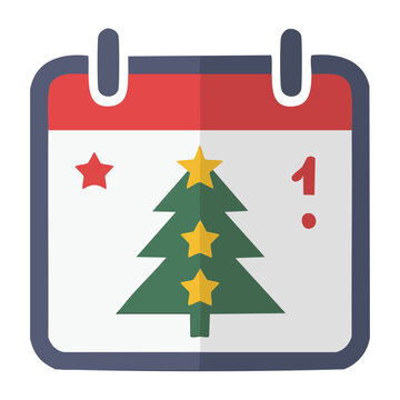 Christmas calendar icon with tree and date 1