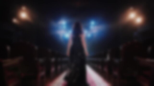 Blurred Fashion Background of Triumphant Woman. Freedom and Style Defocus