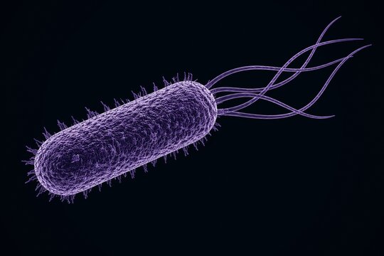 Flagellated Bacterium Microorganism 3D Medical Science Illustration