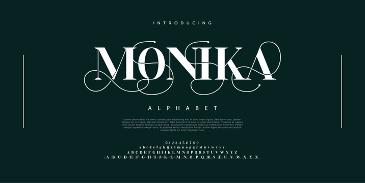 Elegant wedding alphabet letters font and number. Typography Luxury classic lettering serif fonts decorative vintage retro concept. vector illustration