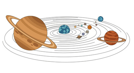Solar System Planets Orbiting Sun - Illustration © Dadi