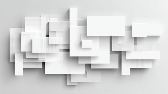 White Abstract Paper Blocks On Minimal Wall