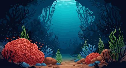 Underwater coral reef scene, ocean background, marine life concept, aquatic illustration © Perth