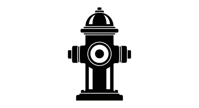 Black fire hydrant icon, urban infrastructure symbol, city background