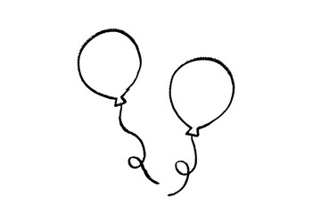 手描きの風船が並ぶシンプルな線画イラスト素材　お祝い・誕生日・パーティー装飾に使えるナチュラルなバルーンデザイン © sayaka_illust