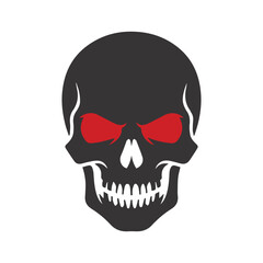 Obraz premium Skull with glowing red eyes, a menacing and spooky Halloween icon for festive and scary design projects.
