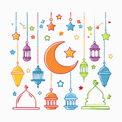 Fototapeta premium Ramadan Kareem Islamic Symbols and Lanterns