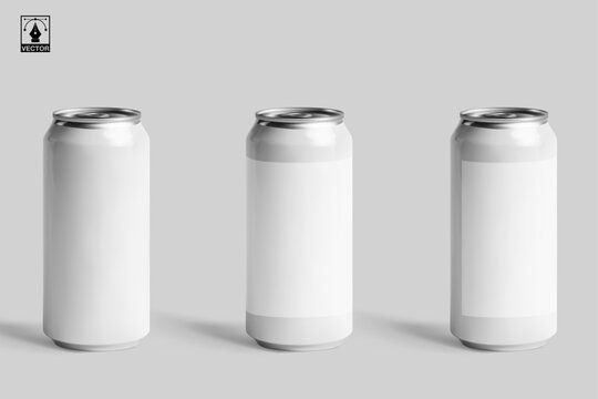 Beer can silver blank container design. Label drink product beverage branding. Packaging template isolated cold background.
