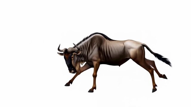 Galloping wildebeest animation shows dynamic wildlife movement in high definition