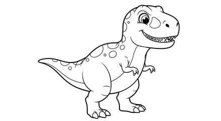 Fototapeta premium Dinosaur, cartoon dinosaur, smiling dinosaur, coloring book, vector illustration