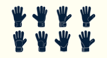 Fototapeta premium Professional Goalkeeper Glove Icon Set for Football and Soccer Training Equipment Vector Graphics