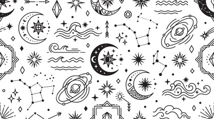 Celestial Astrology Mystic Seamless Pattern © Syed Radif