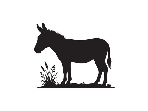 vector graphic illustrating a donkey silhouette on white background 