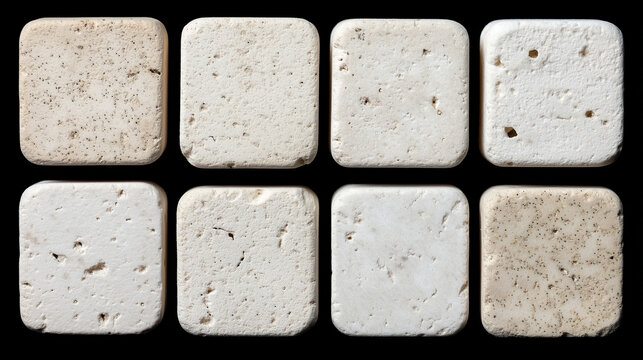 White Stone Squares Arranged On Black Background