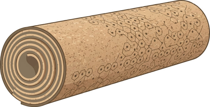 Minimalist vector illustration of a rolled yoga mat with a textured surface, isolated on a white background.