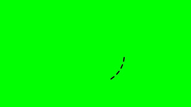 Abstract dashed circle loading or indicator element on chroma key green screen.