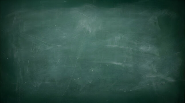 green empty school chalkboard background with erased chalk residue texture